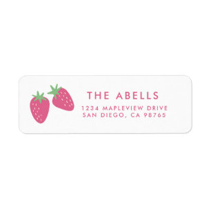 Etikett för cute jordgubbar returadress etikett