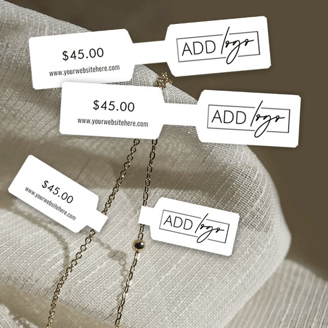 Etikett för den judiska Prisa Märkrn med minimal L (Modern Jewelry Price Tag Barbell Labels in black and white with space for your logo and website )