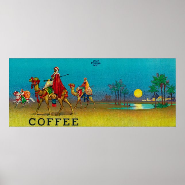 Etikett för Desert Scene-kaffe Poster (Framsidan)