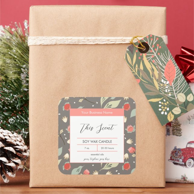 Etikett för Desert Tropical Abstrakt Lövs Candle (Semester)