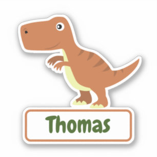 Etikett för eget namn för barn T-Rex-dosinosaur