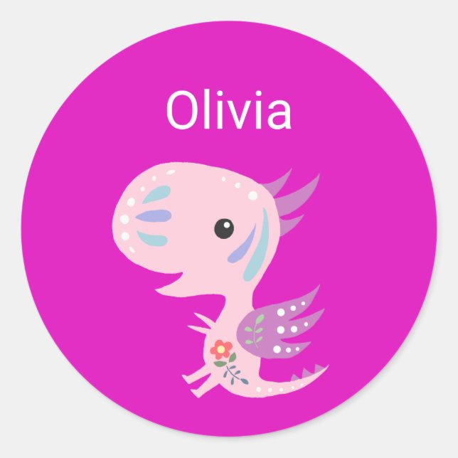 Etikett för eget namn Kute Dragon Girls School-eti (Framsida)