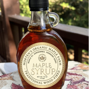 Etikett för EKOLOGISKT Maple Syrup Traditional Woo