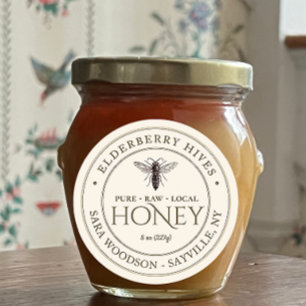 Etikett för elfenbenshonung med Vintage Queen Bee