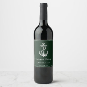 Etikett för Emerald Grönt Nautical Anchor Bröllop