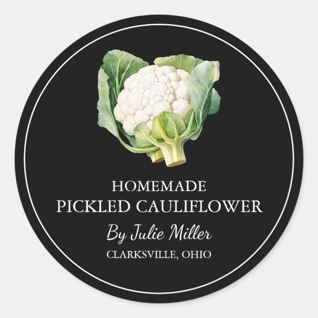 Etikett för enkel homemade Pickled Cauliblomma (Framsida)