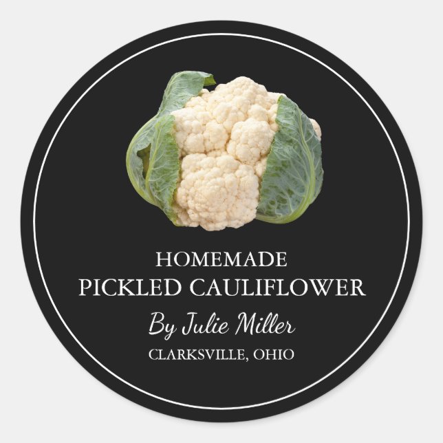 Etikett för enkel homemade Pickled Cauliblomma (Framsida)