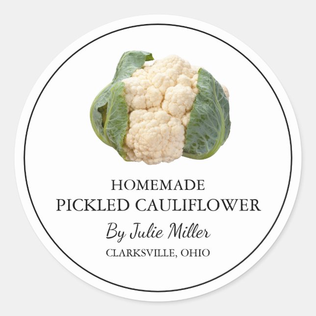 Etikett för enkel homemade Pickled Cauliblomma (Framsida)