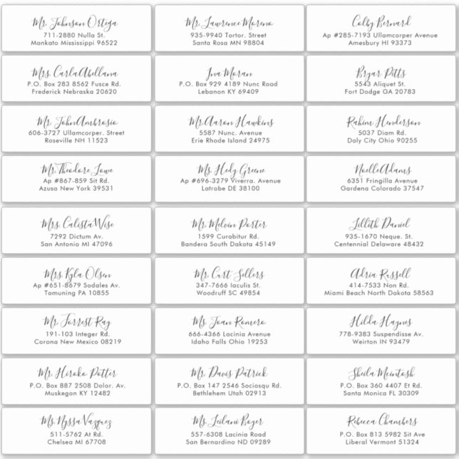 Etikett för enkel kalligrafi i Bröllop (Framsida)