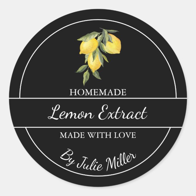 Etikett för enkelt Hemade Lemon Extract (Framsida)