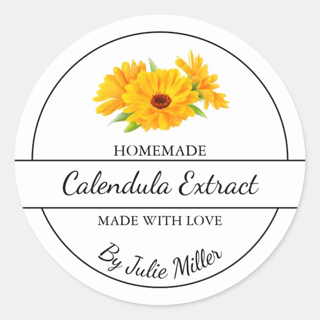 Etikett för enkelt hemmaade Calendula Extract (Framsida)