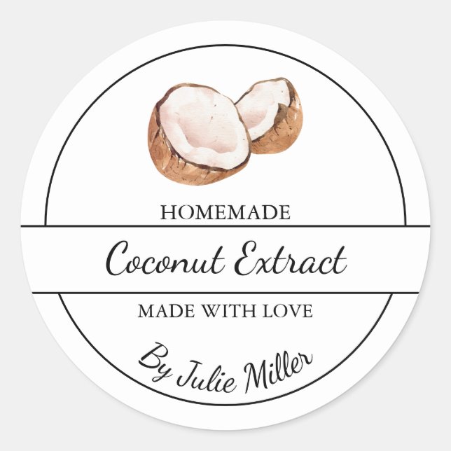 Etikett för enkelt Homemade Coconut Extract (Framsida)