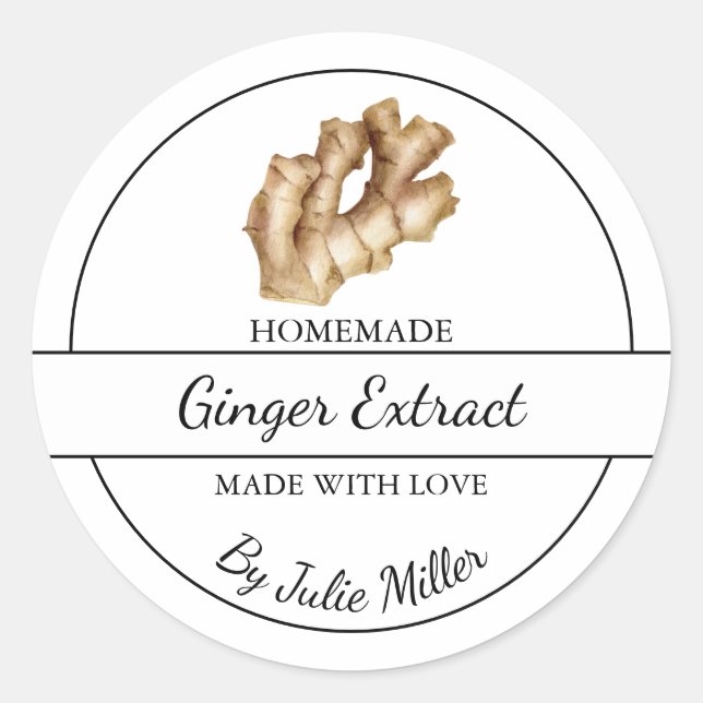 Etikett för enkelt Homemade Ginger Extract (Framsida)