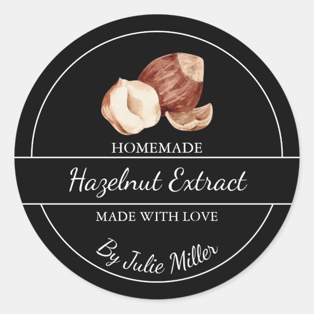 Etikett för enkelt Homemade Hazelnut Extract Label (Framsida)