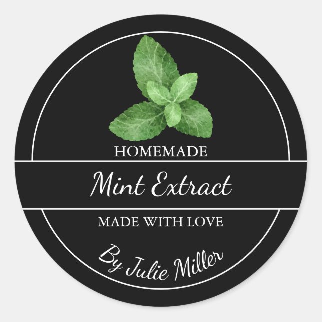 Etikett för enkelt Homemade Mint Extract (Framsida)