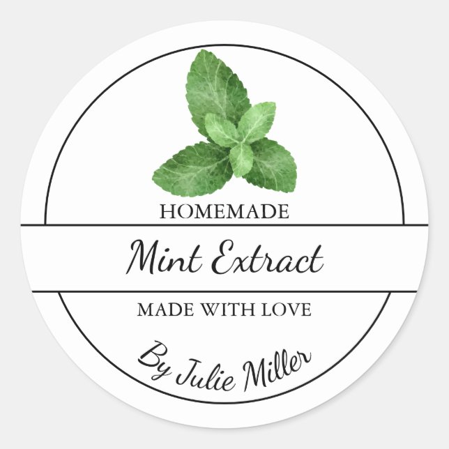 Etikett för enkelt Homemade Mint Extract (Framsida)