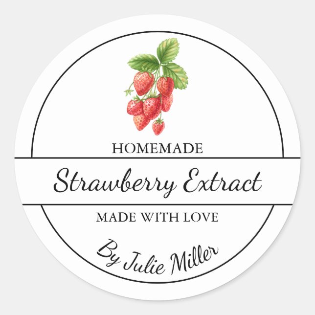 Etikett för enkelt Homemade Strawberry Extract (Framsida)