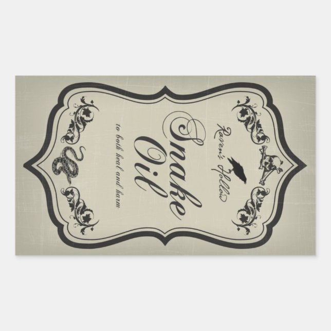 Etikett för etikett för Snake Oil Halloween Burk (Framsida)