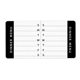 Etikett för etikett för veckomeny eller schemalägg fraktsedel