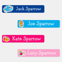 Etikett för etikett på Cute Tecknad Animal Boy & G