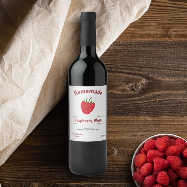 Etikett för etiketten Raspberry Vin Flaska (Raspberry Wine Bottle Label Sticker)