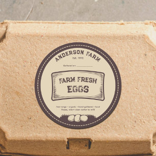 Etikett för etiketten Rustic Brown Farm Fresh Eggs