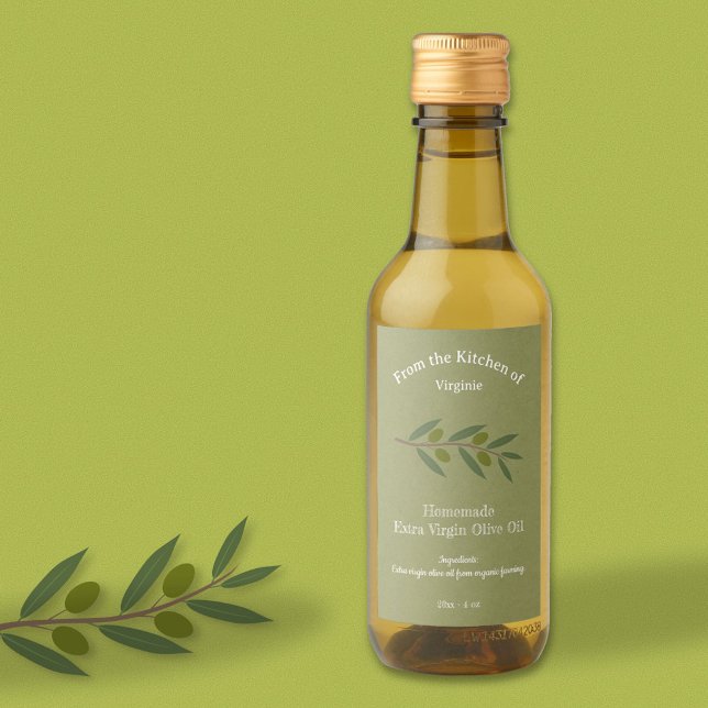 Etikett för etiketten Rustic Olive Oil Flaska (Rustic Olive Oil Bottle Label Sticker)