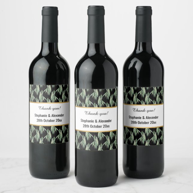 ETIKETT FÖR EUCALYPTUS MÖNSTER ANPASSNINGSBAR VIN (Flaskor)