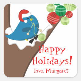 Etikett för fågelstickning i nål garngarn helgdag