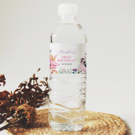 Etikett för Fairy Girl Födelsedagsfest Vattenflask