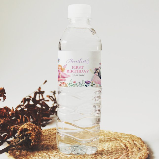 Etikett för Fairy Girl Födelsedagsfest Vattenflask (Skapare uppladdad)