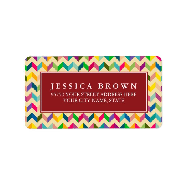 Etikett för färglös Retro Zigzag-anpassningsbarnas Adressetikett (Framsidan)