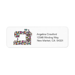 Etikett för färglöst syning Maskin Quilt Mönster Returadress Etikett