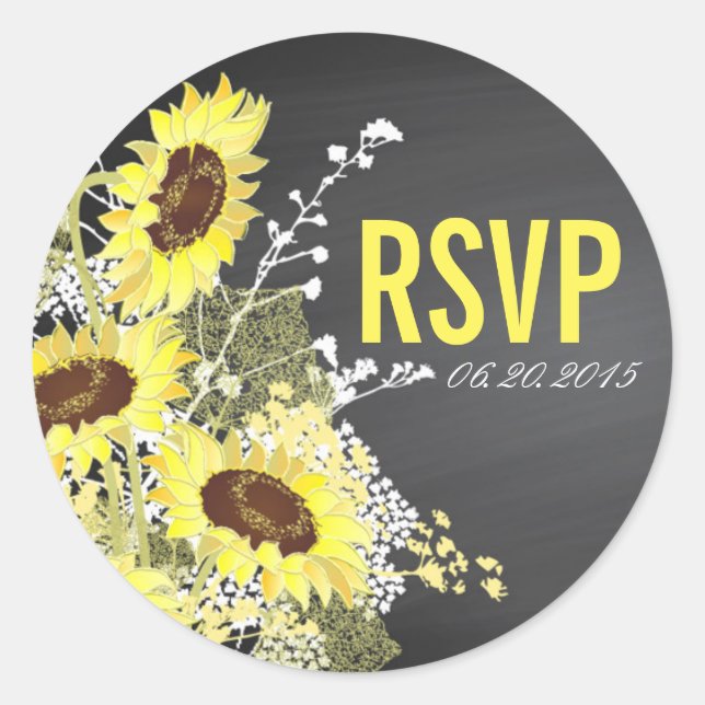 Etikett för färgsolrosrot, rustik Bröllop OSA (Framsida)