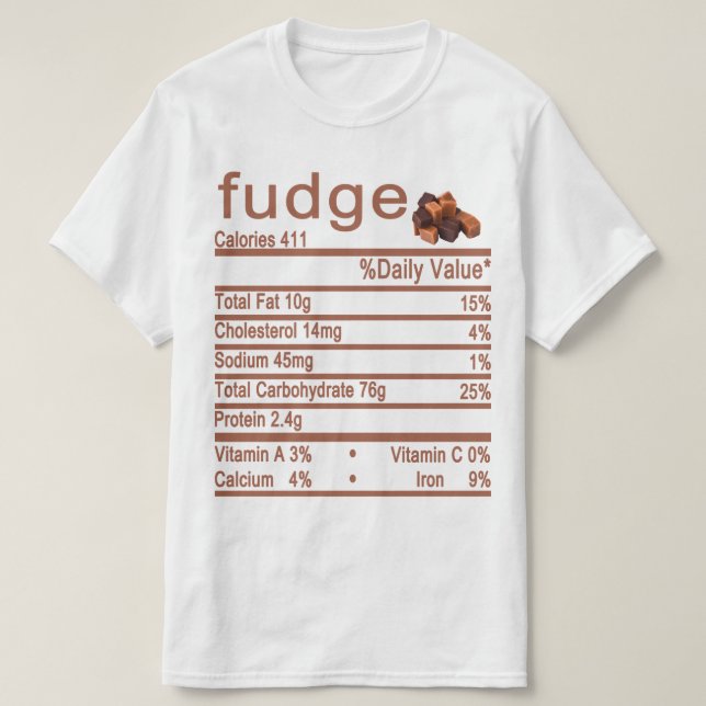 etikett för fudge Nutrition Facts T Shirt (Design framsida)