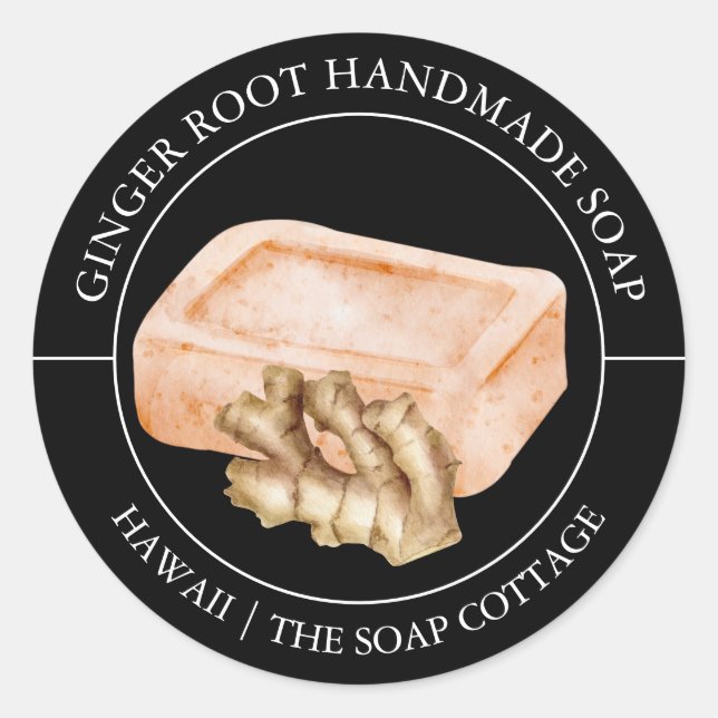 Etikett för Ginger Root Soap (Framsida)