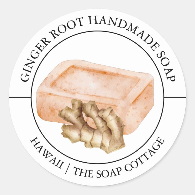 Etikett för Ginger Root Soap (Framsida)