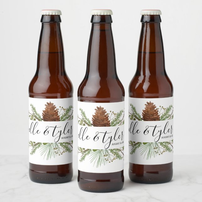 Etikett för Grey Boho Bröllop Beer Flaska (Flaskor)