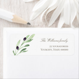 etikett för grönolivolja från gren returadress etikett