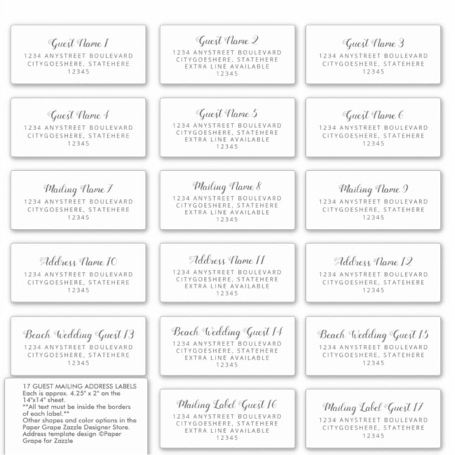 Etikett för Guest Mailing Adress (Framsida)