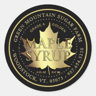 Etikett för Guld Maple Löv Editable Maple Syrup