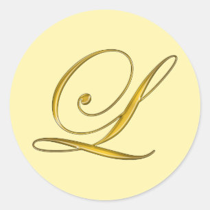 Etikett för guld monogram L-kuvertförslutning