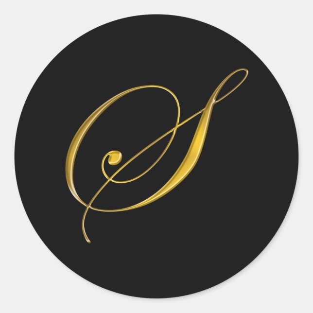 Etikett för guld monogram S-kuvertförslutning (Framsida)