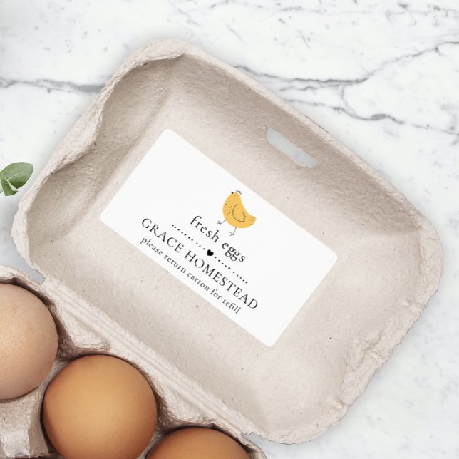 Etikett för Gult av Cute Chicken Farm  Egg Carton Fraktsedel (Skapare uppladdad)