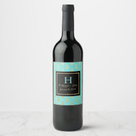 Etikett för gyllene ananas Monogrammed Bröllop Vin