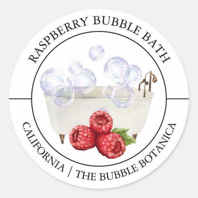 Etikett för hallon Bubble Bath (Framsida)