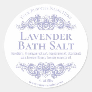 Etikett för handgjord badsaltsoak i lavender