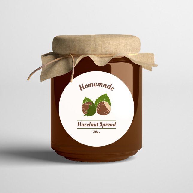 Etikett för hasselnötsetikett för Homemade Spread  (Hazelnut Label Sticker for Homemade Spread or Jam)