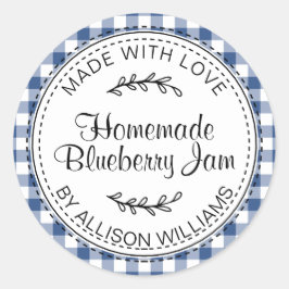 Etikett för hemmagjord blåbärssylt i blårutig ging