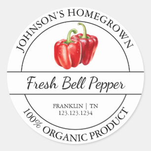 Etikett för hemodlad Garden Fresh Organic Bell Pap